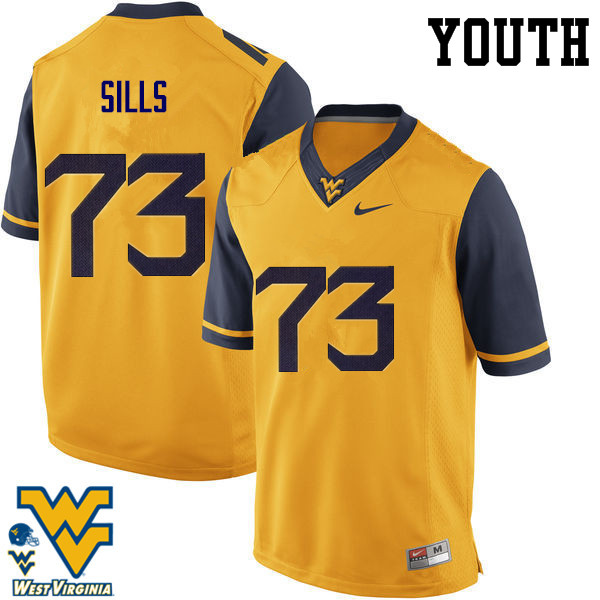 NCAA Youth Josh Sills West Virginia Mountaineers Gold #73 Nike Stitched Football College Authentic Jersey HP23J65NU